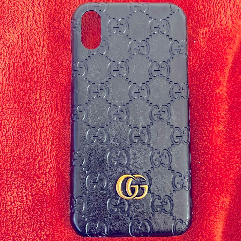 Black Gucci  leather iphone x case